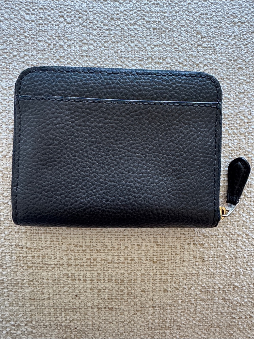 COACH Small Zip-Around Travel Wallet black leather gold hardware bifold - Picture 3 of 14